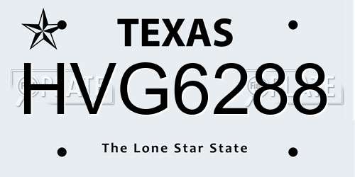 HVG6288 Texas License Plate