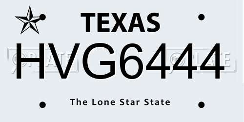 HVG6444 Texas License Plate