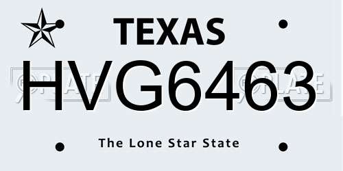 HVG6463 Texas License Plate