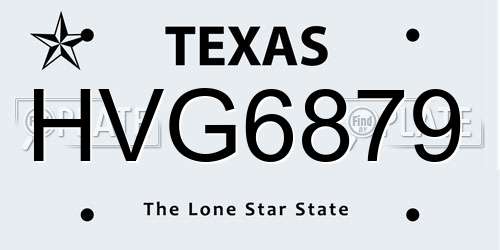 HVG6879 Texas License Plate