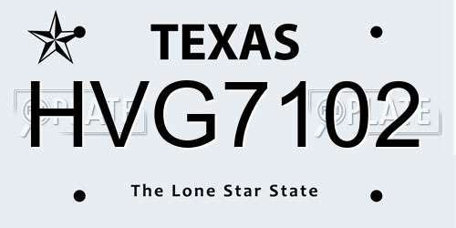 HVG7102 Texas License Plate