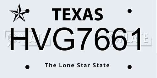 HVG7661 Texas License Plate