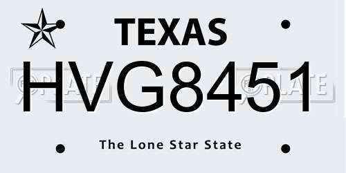 HVG8451 Texas License Plate