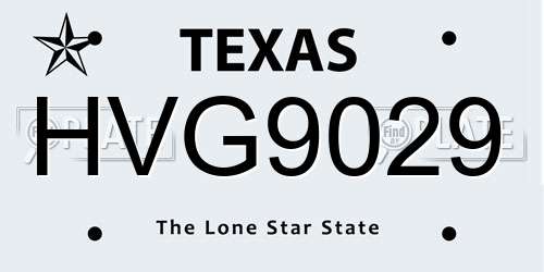 HVG9029 Texas License Plate