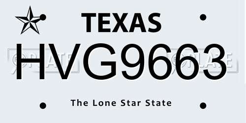 HVG9663 Texas License Plate