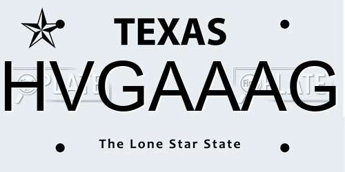 HVGAAAG Texas License Plate