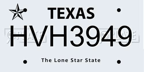 HVH3949 Texas License Plate