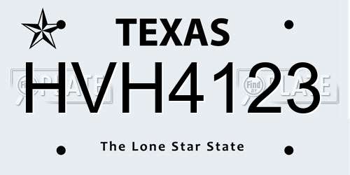 HVH4123 Texas License Plate
