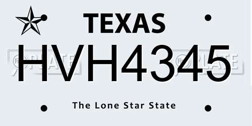 HVH4345 Texas License Plate