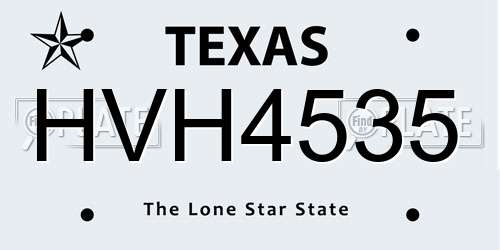 HVH4535 Texas License Plate