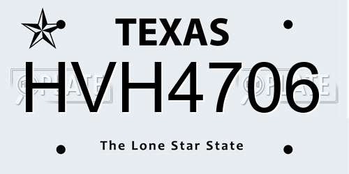 HVH4706 Texas License Plate