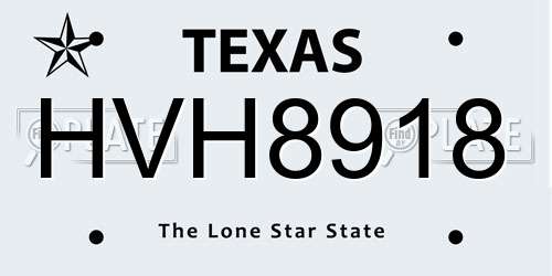HVH8918 Texas License Plate