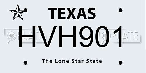 HVH901 Texas License Plate