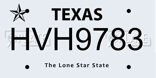 HVH9783 Texas License Plate