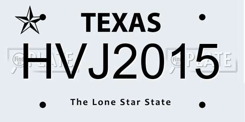 HVJ2015 Texas License Plate