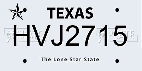HVJ2715 Texas License Plate