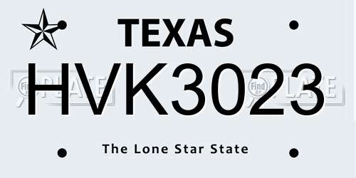 HVK3023 Texas License Plate