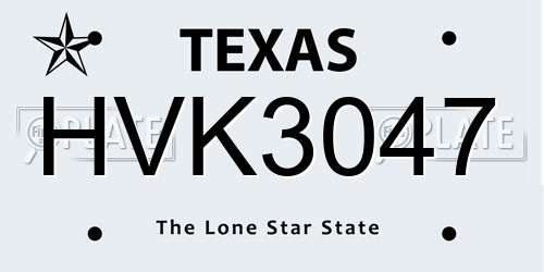 HVK3047 Texas License Plate