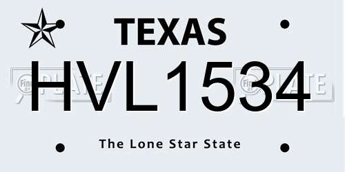 HVL1534 Texas License Plate