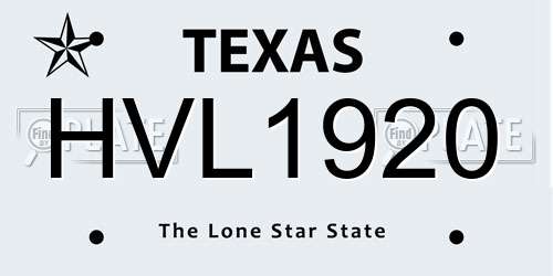 HVL1920 Texas License Plate