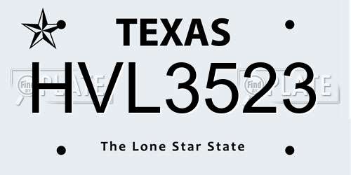 HVL3523 Texas License Plate