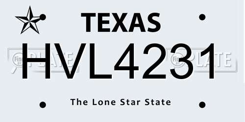 HVL4231 Texas License Plate