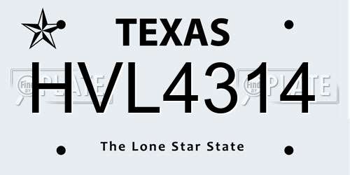 HVL4314 Texas License Plate