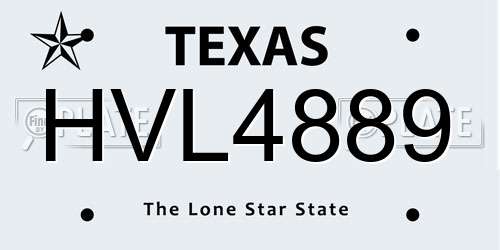 HVL4889 Texas License Plate