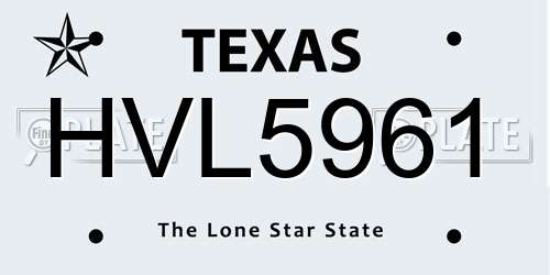 HVL5961 Texas License Plate
