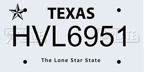 HVL6951 Texas License Plate