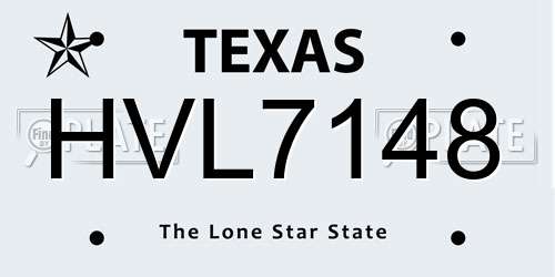 HVL7148 Texas License Plate