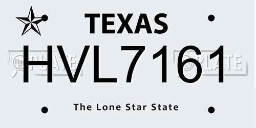 HVL7161 Texas License Plate
