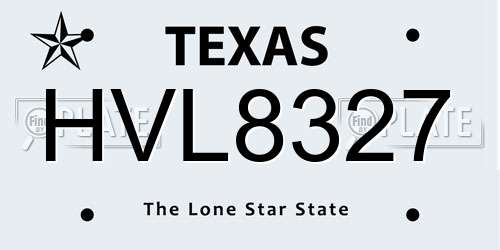 HVL8327 Texas License Plate