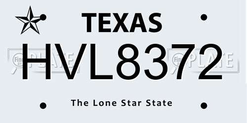 HVL8372 Texas License Plate