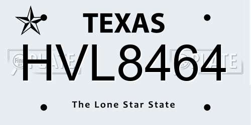 HVL8464 Texas License Plate