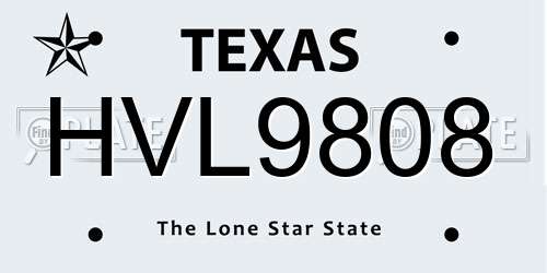 HVL9808 Texas License Plate