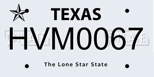 HVM0067 Texas License Plate