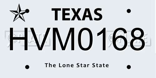 HVM0168 Texas License Plate