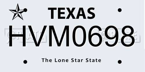 HVM0698 Texas License Plate