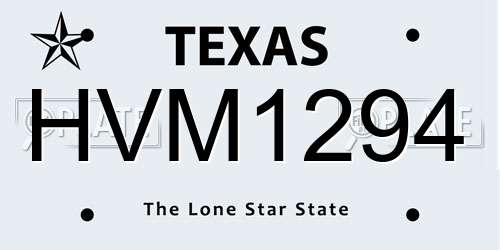 HVM1294 Texas License Plate