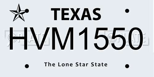 HVM1550 Texas License Plate