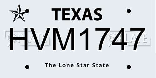 HVM1747 Texas License Plate