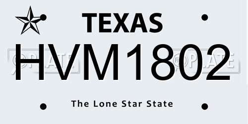 HVM1802 Texas License Plate