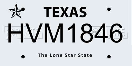 HVM1846 Texas License Plate