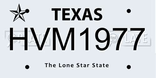 HVM1977 Texas License Plate