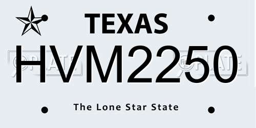 HVM2250 Texas License Plate