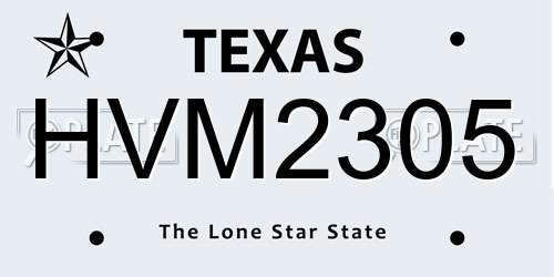 HVM2305 Texas License Plate