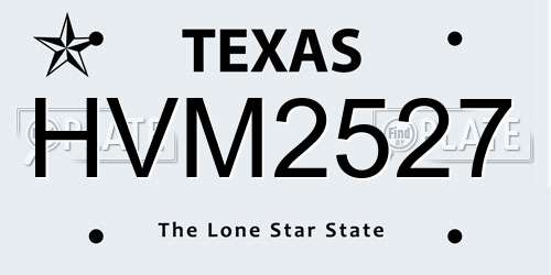 HVM2527 Texas License Plate
