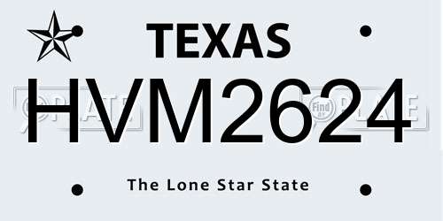 HVM2624 Texas License Plate
