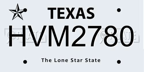 HVM2780 Texas License Plate